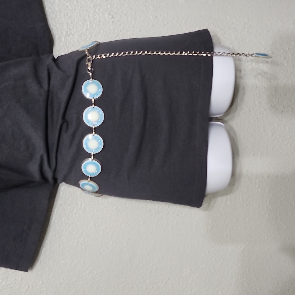 Stunning Lucite Blu/Wht Silver Link Belt Fits S -XL 25"-35" Waist